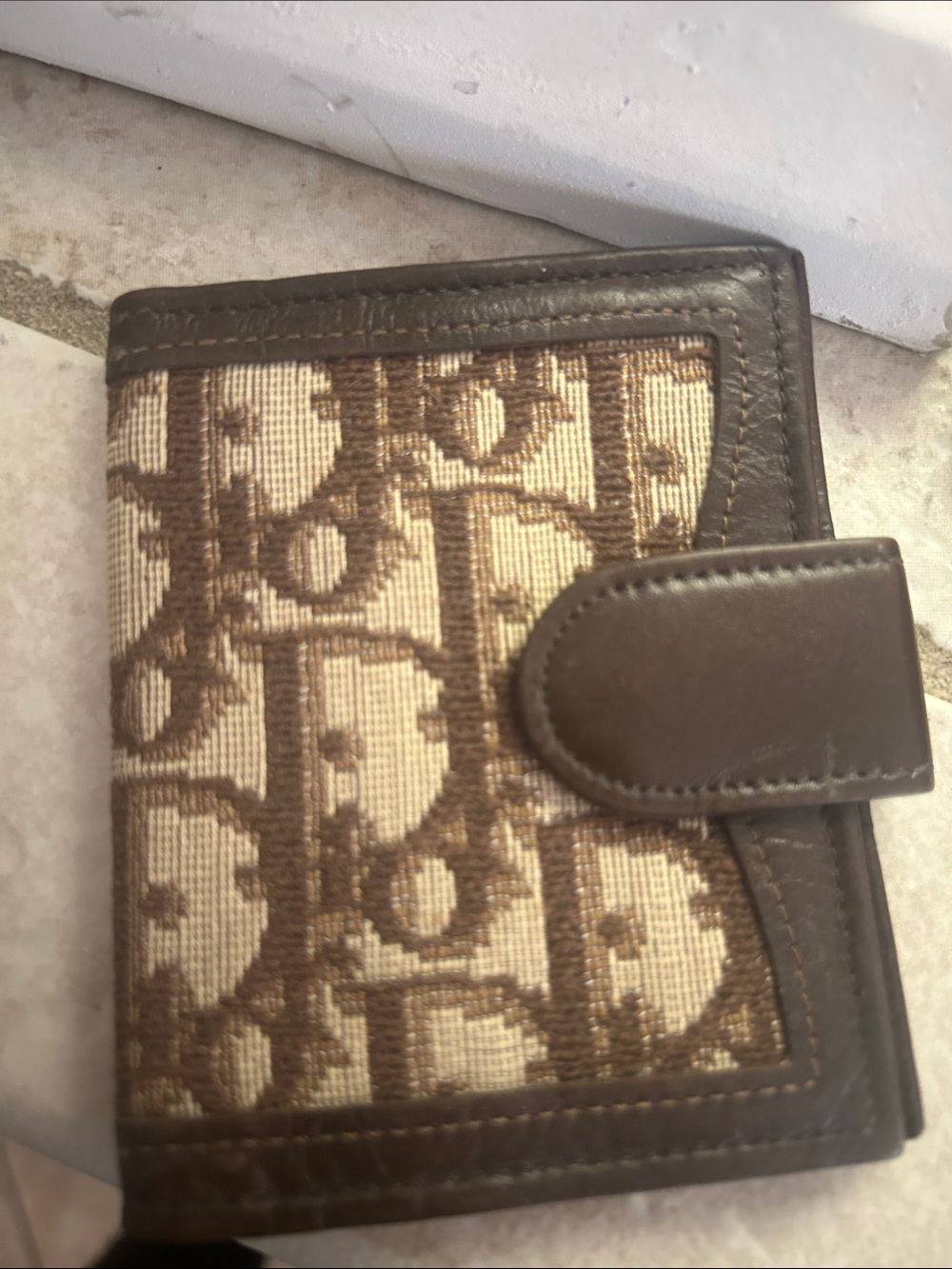 Dior Brown Canvas & Leather Card Holder with Monogram
